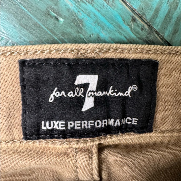 7 For All Mankind Slimmy Slim Straight Leg Tan Jeans Size 33 - Picture 11 of 16